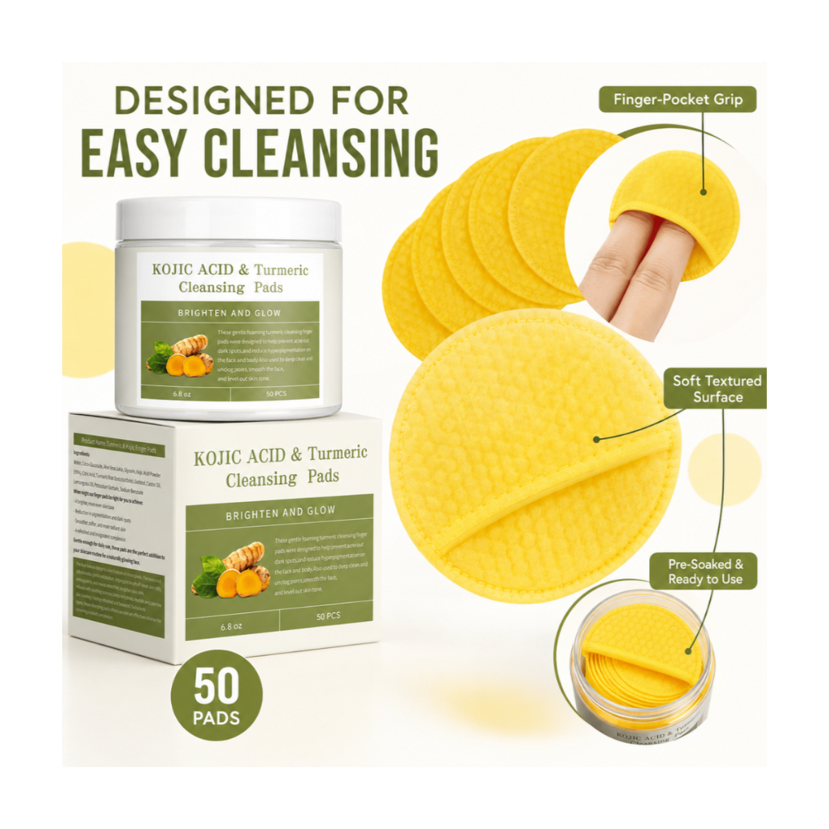 Turmeric + Kojic acid Glow Pads